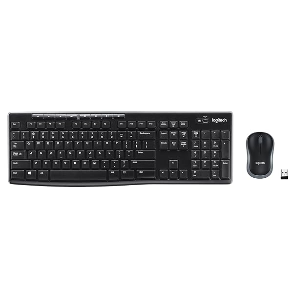 Logitech MK270 Wireless Keyboard and Mouse Combo for Windows, 2.4 GHz, 8 Multimedia Keys, PC, Laptop, Wireless Keyboard Compact Mouse Combo - Black