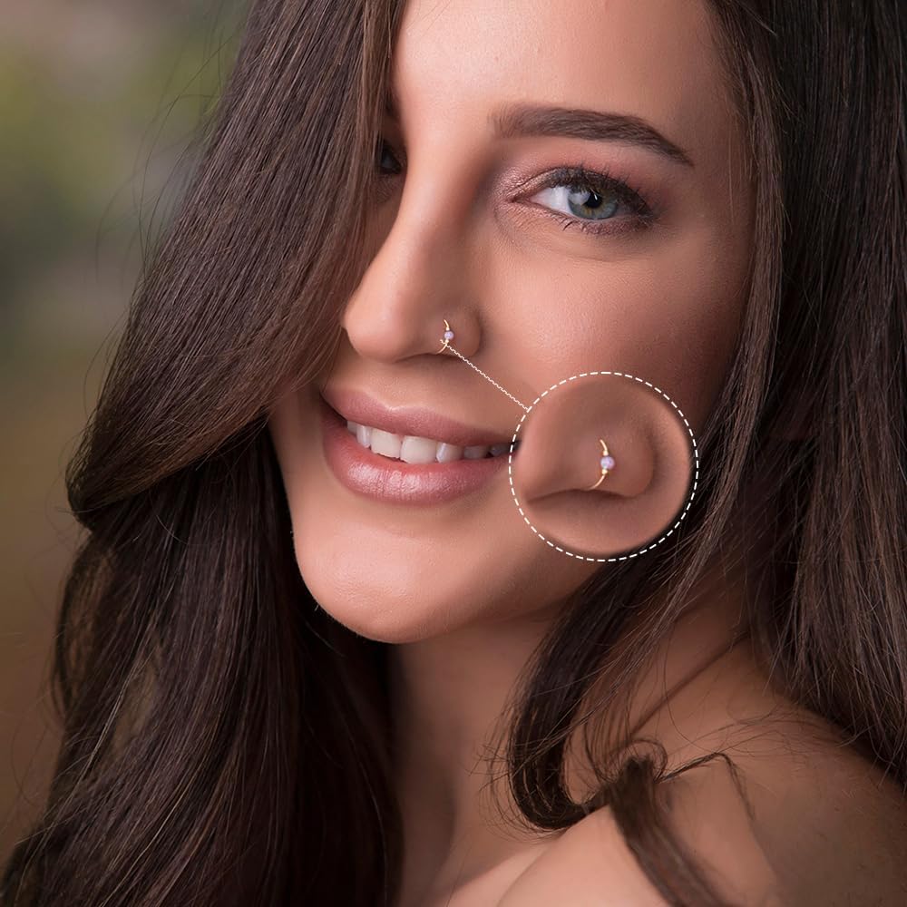 4PCS Nose Rings Opal 18G Nose Hoops 316L Surgical Steel Hypoallergernic Nose Piercings Jewelry for Women Nose Rings Suitable for Septum Rings Cartilage Earring Tragus Earring - Image 7