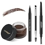 LAVONE Eyebrow Stamp Pencil Kit for Eyebrows Makeup, with Waterproof Eyebrow Pencil, Eyeliner, Eyebrow Pomade, and Dual-ended Eyebrow Brush - Espresso