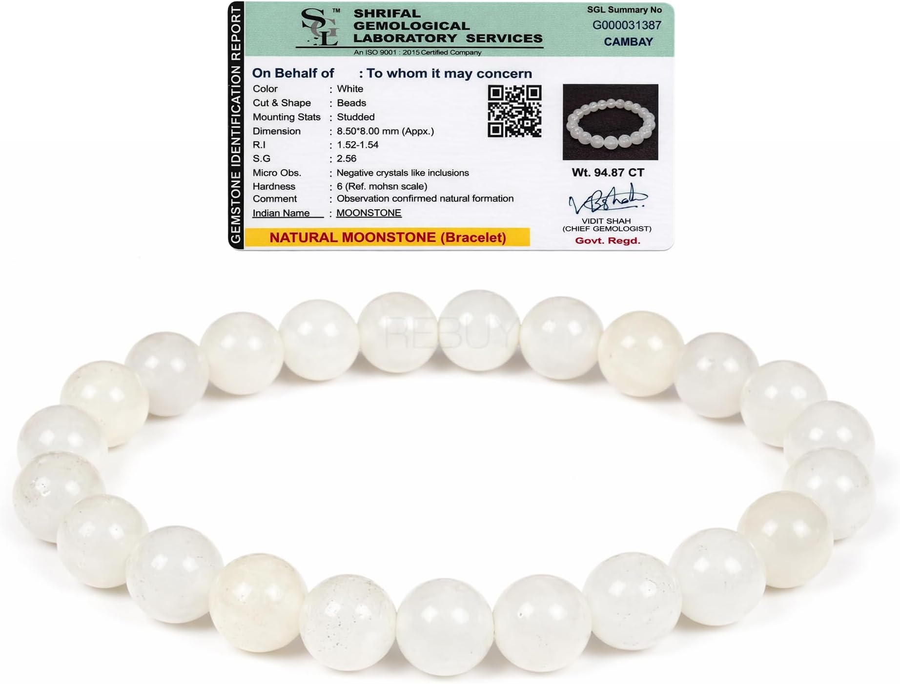 Moonstone Bracelet for Men and Women | Natural Handmade Healing Crystal Bracelet | Adjustable Beaded Bracelet for Positive Energy & Inner Strength