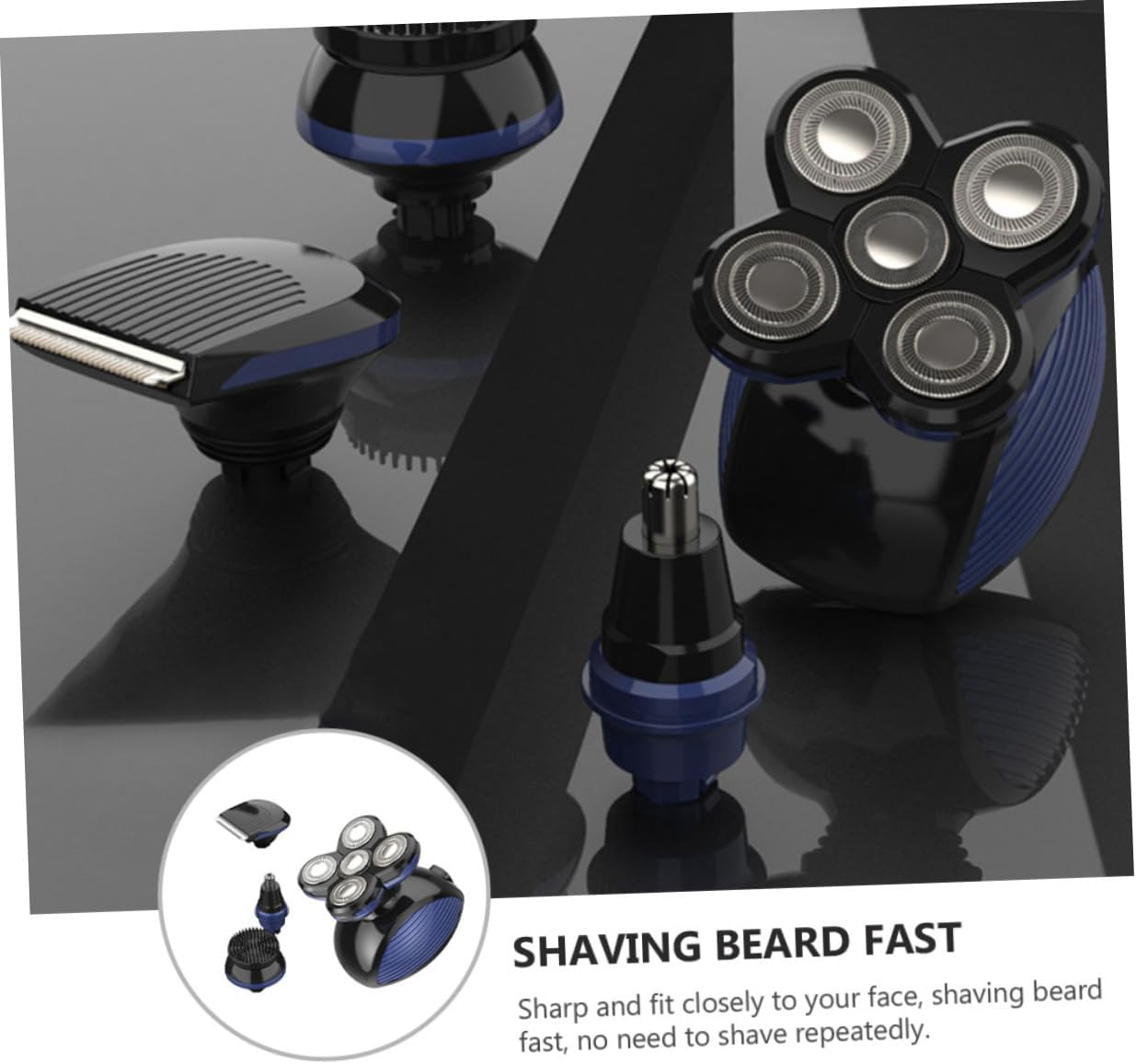 5-in-1 Electric Razor Beard Clippers for Men Waterproof Hair Trimmer USB Charging Suitable for Household Use for Head Shaving and Grooming