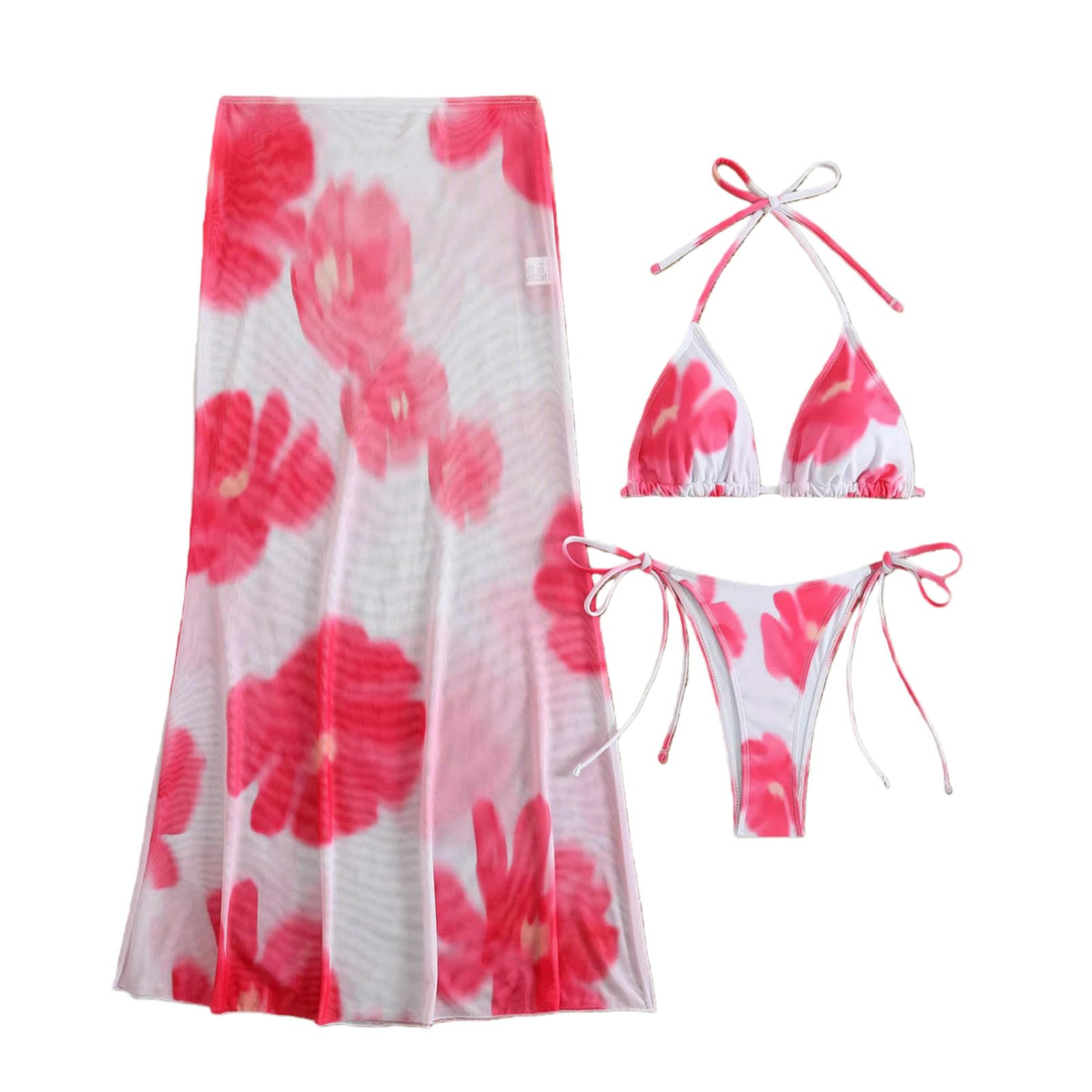 Bikini 3 pièces zèbre rose dos nu pour masquer les marques de bronzage