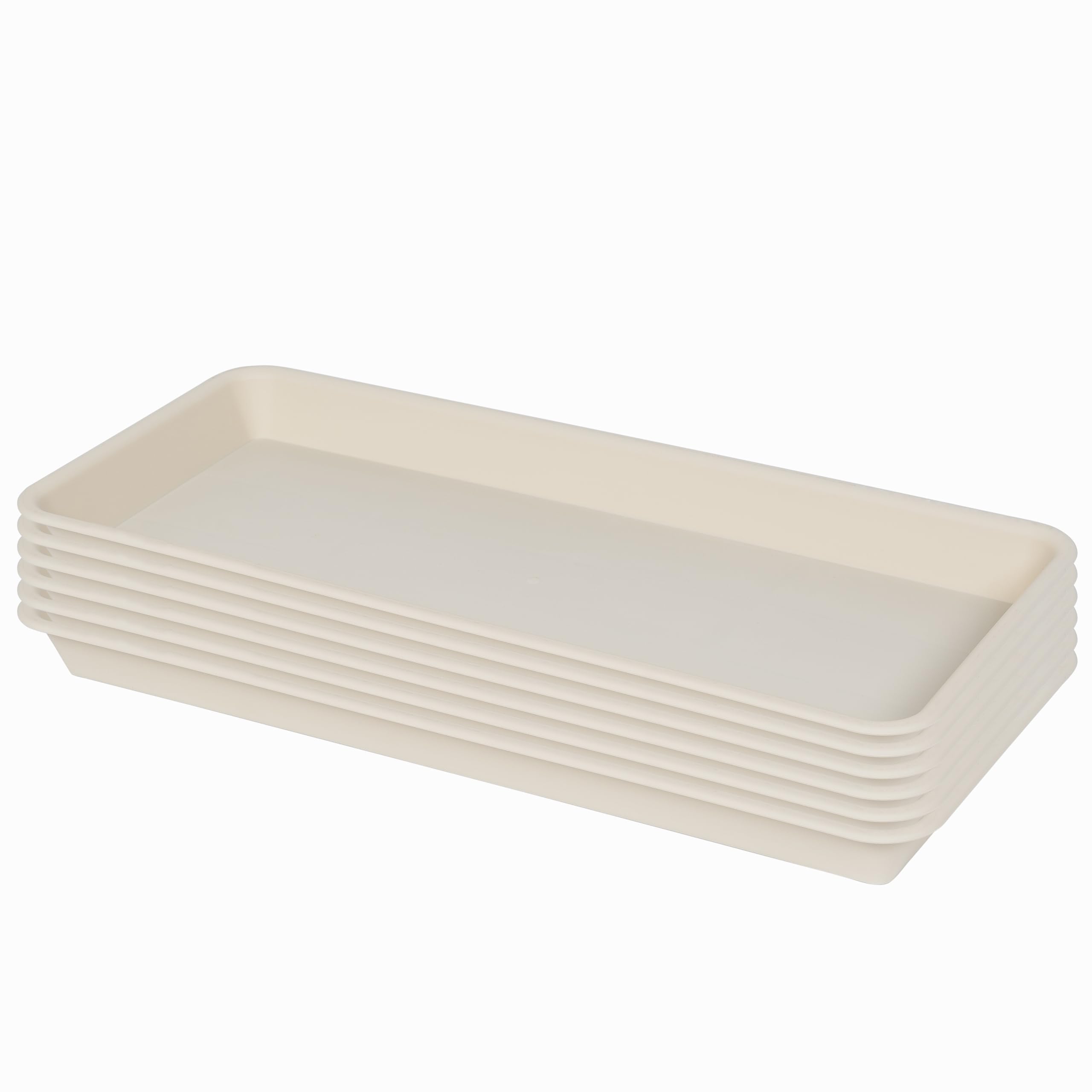VUWEZ 2 Pack Plastic Plant Trays, Rectangular 17 18 inch, Indoor/Outdoor Plant Water Drip Trays for Flower Pot Planter, Windowsill (7.8 x 17.5'', Brown) — view 23