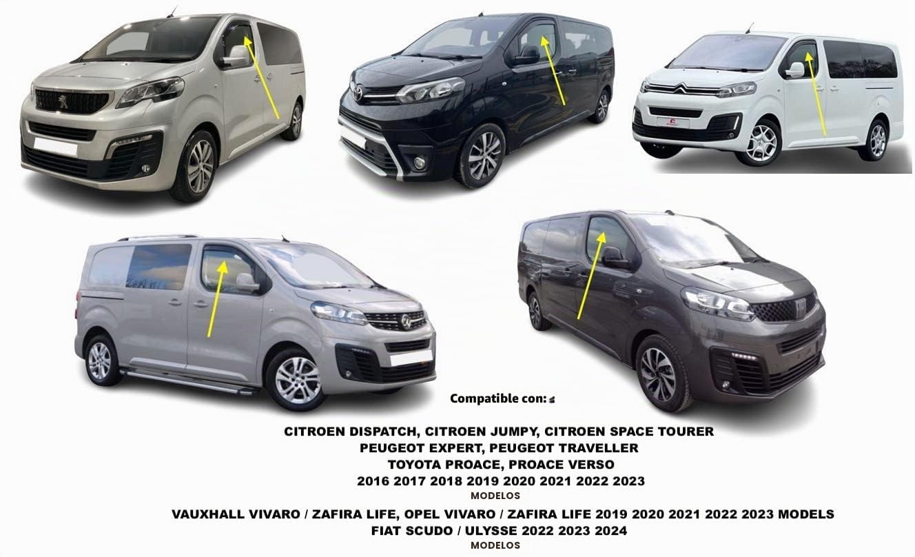 Juego de 2 deflectores de viento para Citroën Display, se adapta a Citroën JUMPY y Peugeot Expert, compatible con Toyota Proace 2016-2023