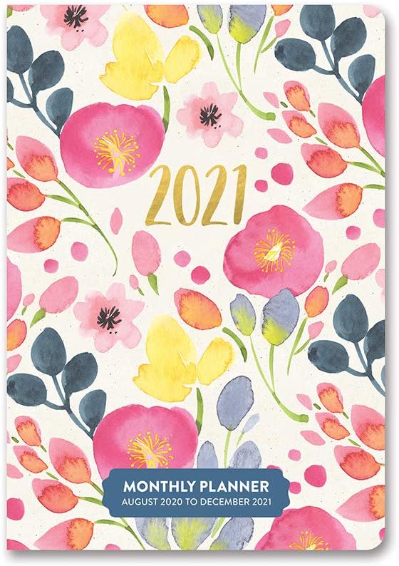 Orange Circle 2021 Monthly Pocket Planner, August 2020 - December 2021, Bold Blossoms