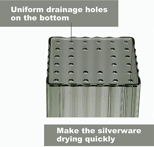 Miniatura 4 de Soporte para utensilios de cocina con 2 ranuras para encimera de cocina o mesa, organizador de almacenamiento de cubiertos de plástico, soporte de