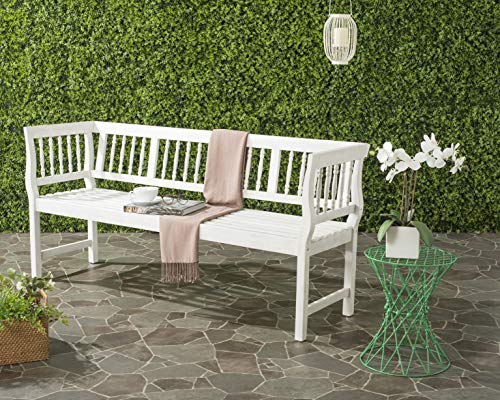 SafaviehPAT6732C Outdoor Collection Brentwood Bench, Antique/White