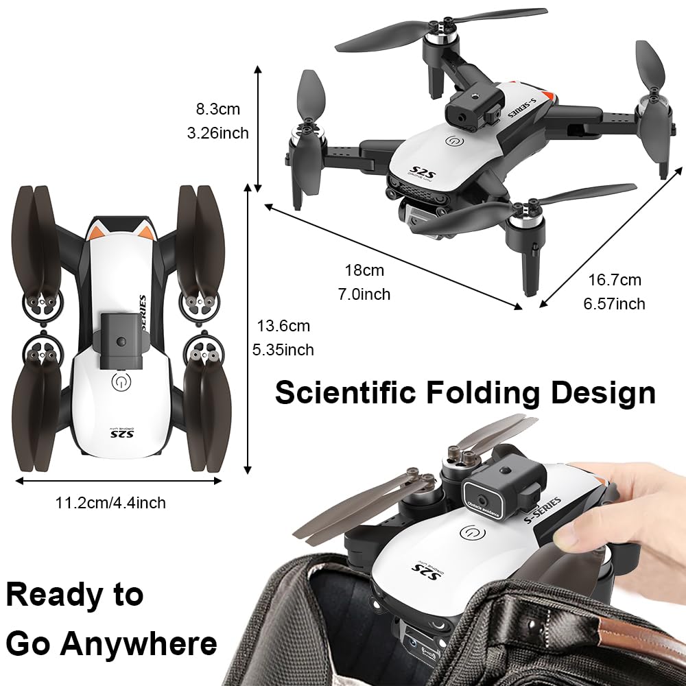 OBEST Dron z kamerą 4K, Dron z bezszczotkowym silnikiem, składany dron Quadcopter FPV, aktywne unikanie przeszkód w 360°, zabawki i prezenty dla dzieci i dorosłych