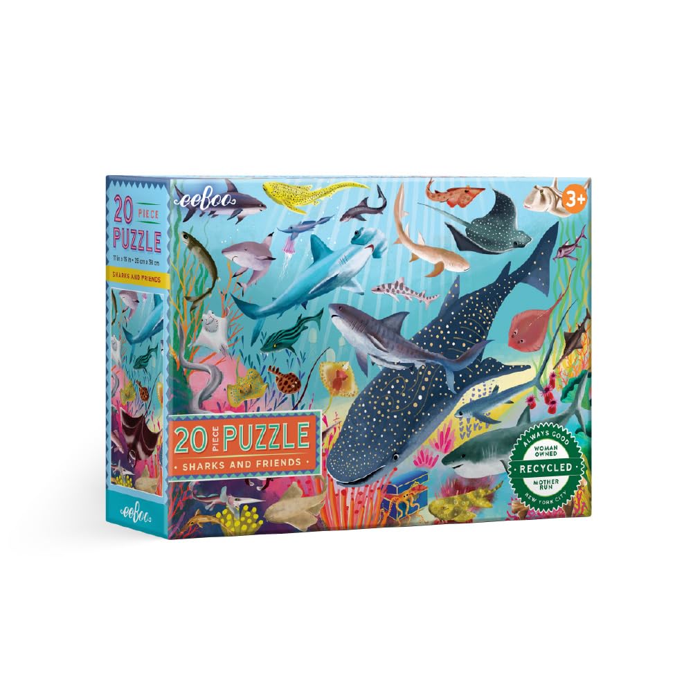 Sharks & Friends 20 Piece Children's Puzzle, 15" x 11" Animal Themed