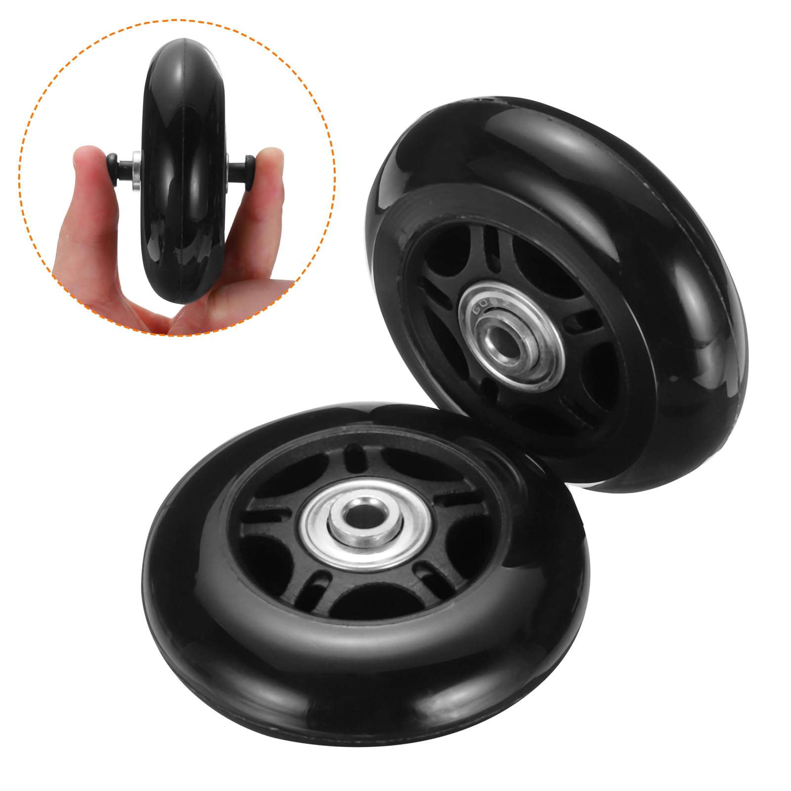 Zestaw 1 Bagaż Koła Zamienny 79 x 24 mm/3.1" x 0.9" Guma Skrętny Kółko jezdne Łożysko Koła Naprawa Ekwipunek do Walizka Inline Zewnętrzny Skate,Czarny