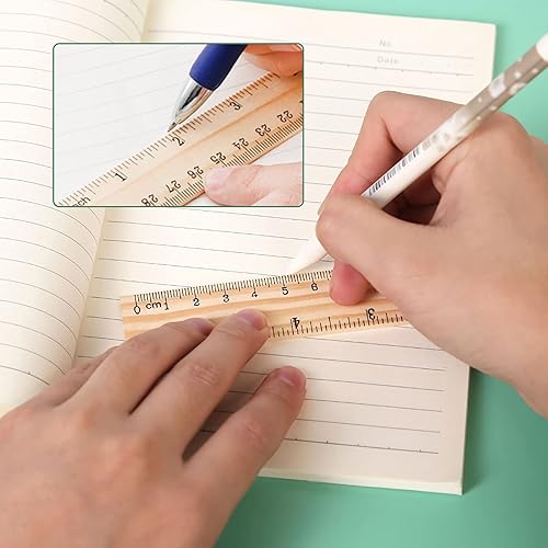 Miniatura 4 de WUWEOT Paquete de 72 reglas de madera, reglas de 12 pulgadas a granel, regla de medición de madera de oficina, reglas de dibujo de doble cara para