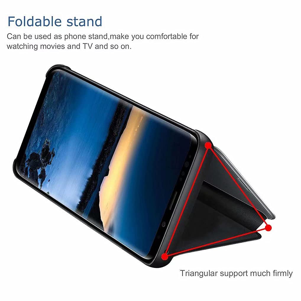 LINER Cover Per Xiaomi Redmi Note 9T 5G - Custodia A Libro Con Specchio E Finestra Intelligente, Funzione Stand, Protezione Completa Antiurto - Colore Nero - 2
