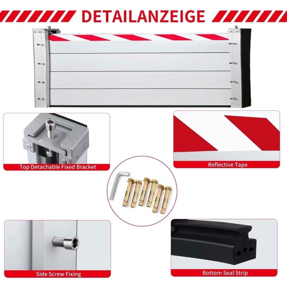 Aluminium Barrière Anti-inondation,Batardeau Réutilisable Amovible Barriere Anti Inondation pour Les Portes D'entrée De Garage Les Passages Les Portails(245 * 40cm)