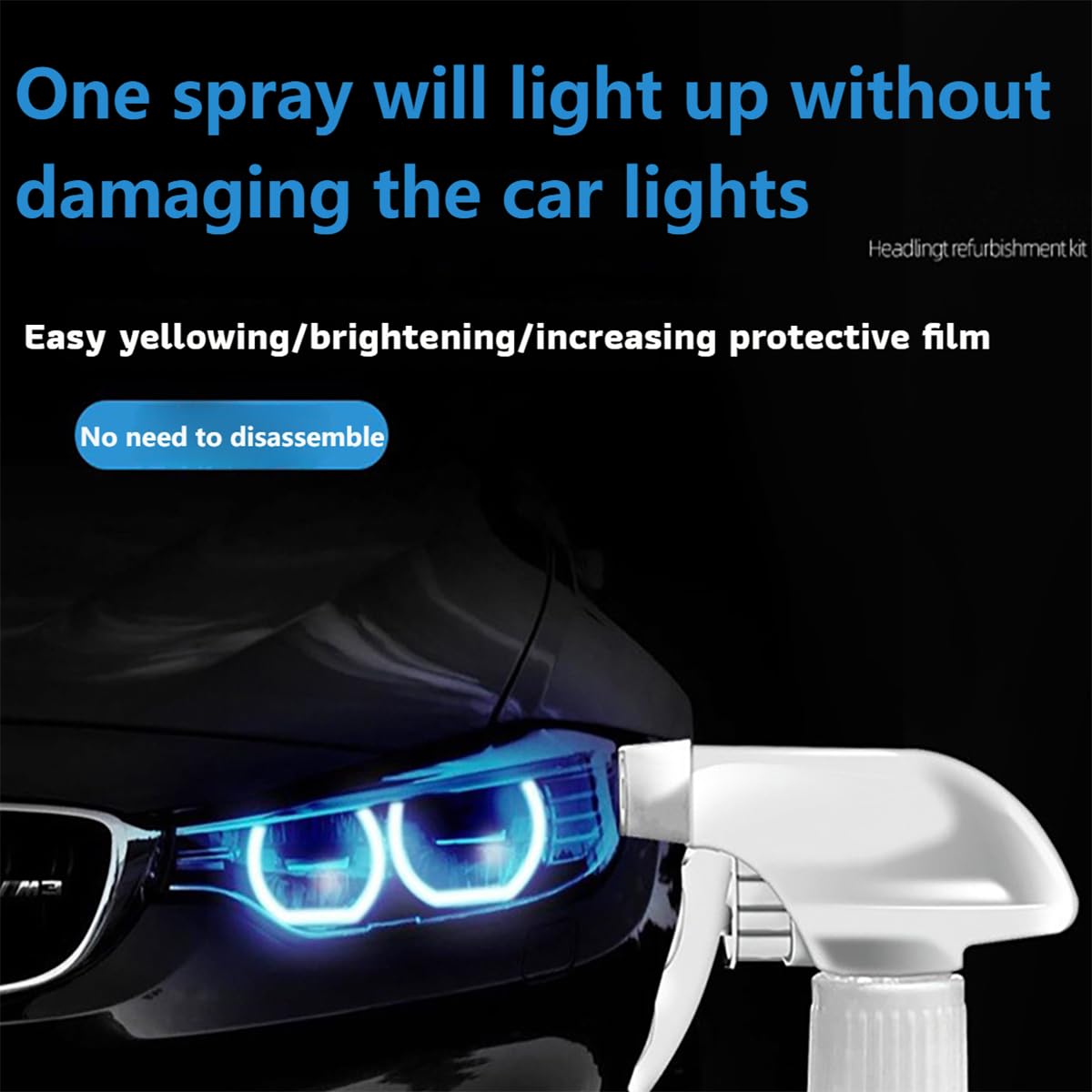 Headlight Restoration Kit, Scheinwerfer Reparatur Flüssigkeit Set 180ml, Scheinwerfer Spray, Pro Scheinwerfer-Regenerationsmittel, Auto Scheinwerfer Politur Spray Für Hellere, Klarere Sicht (3 PCS)