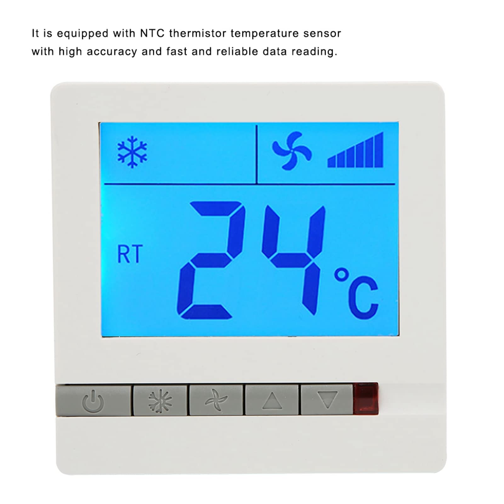 Termostato para Aire Acondicionado Central Controlador de Temperatura con Pantalla LCD Grande y Teclas Claras para Climatización Doméstica y Oficina