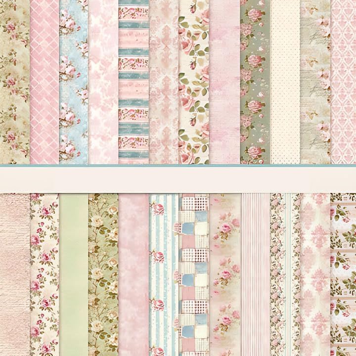 MerwDeeyt 24 Sheet 12x12 Inch Flower Scrapbook Papers 160gsm Double-Sided