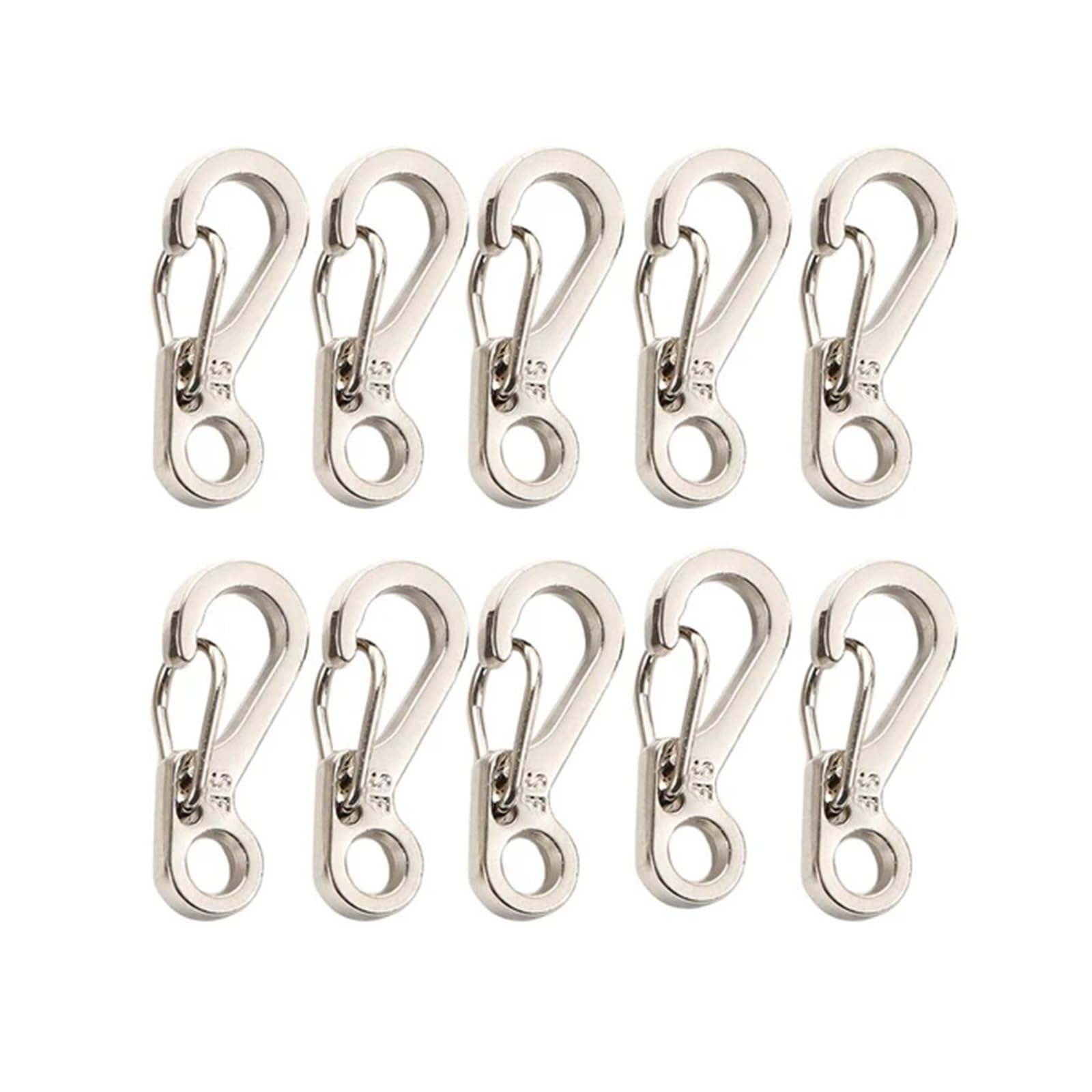 Mini Stainless Steel Keychain Spring Clip Hook Carabiner(Sliver)