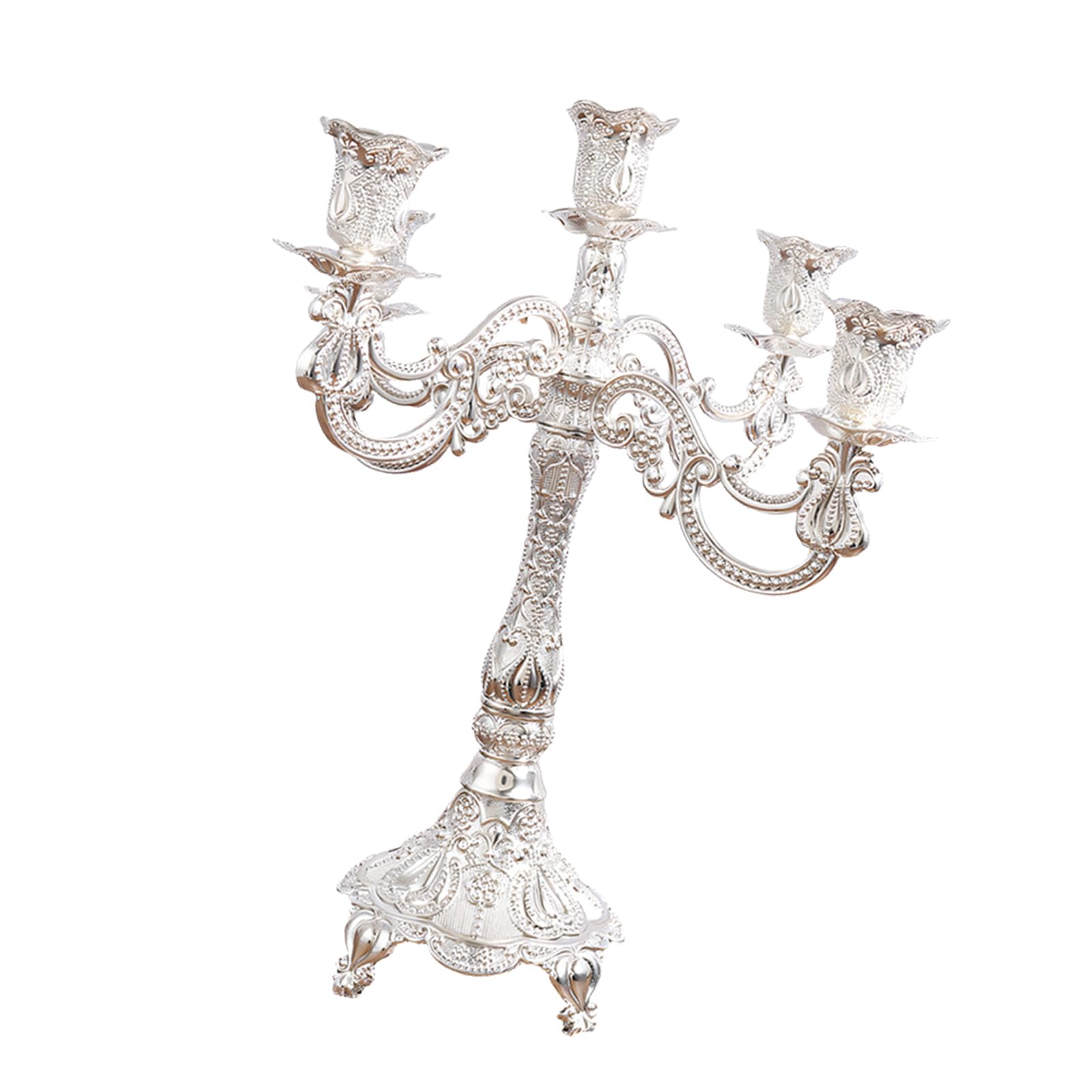 LUCKGONI Elegant European Gold Metal Candle Holders Candelabra With Intricate Carved Pattern For Romantics Dining And Home Decors