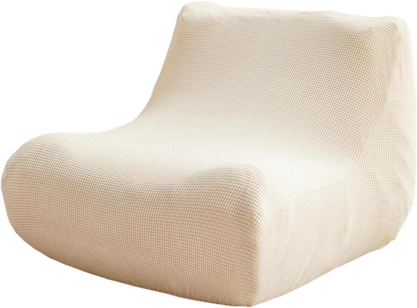 HACLEN Lazy Floor Sofa Cover 1 Seater, Stretch Fireside Chair Cover Washable Armless Bean Bag Chair Slipcover with Elastic Bottom Couch Covers (Beige,one size)