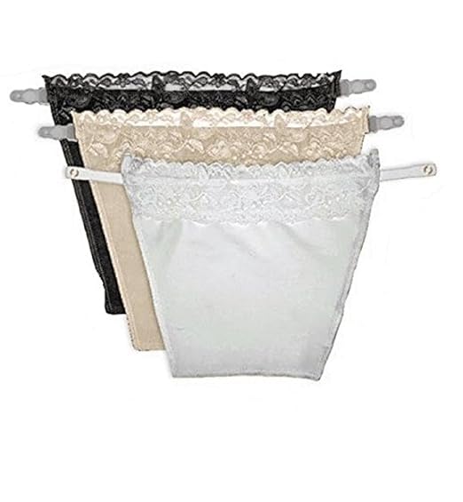 SHOPPY VILLA Womens Cotton Clip-on Mock Lace Camisole Cami Secret (Black, White, Beige, Free Size)- Set of 3