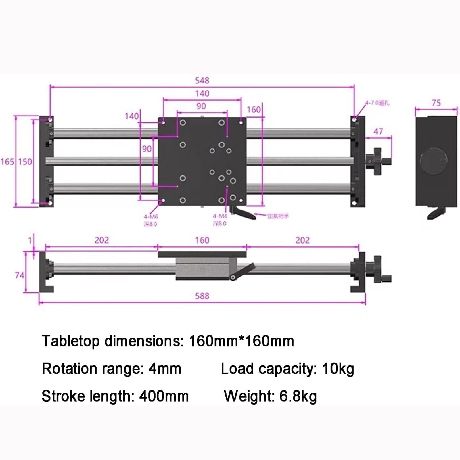 Attuatore lineare e guida per binari da tavolo scorrevoli per router CNC - Piattaforma di sollevamento manuale sull'asse Z a scorrimento trasversale, strumento di ingegneria meccanica di precisione