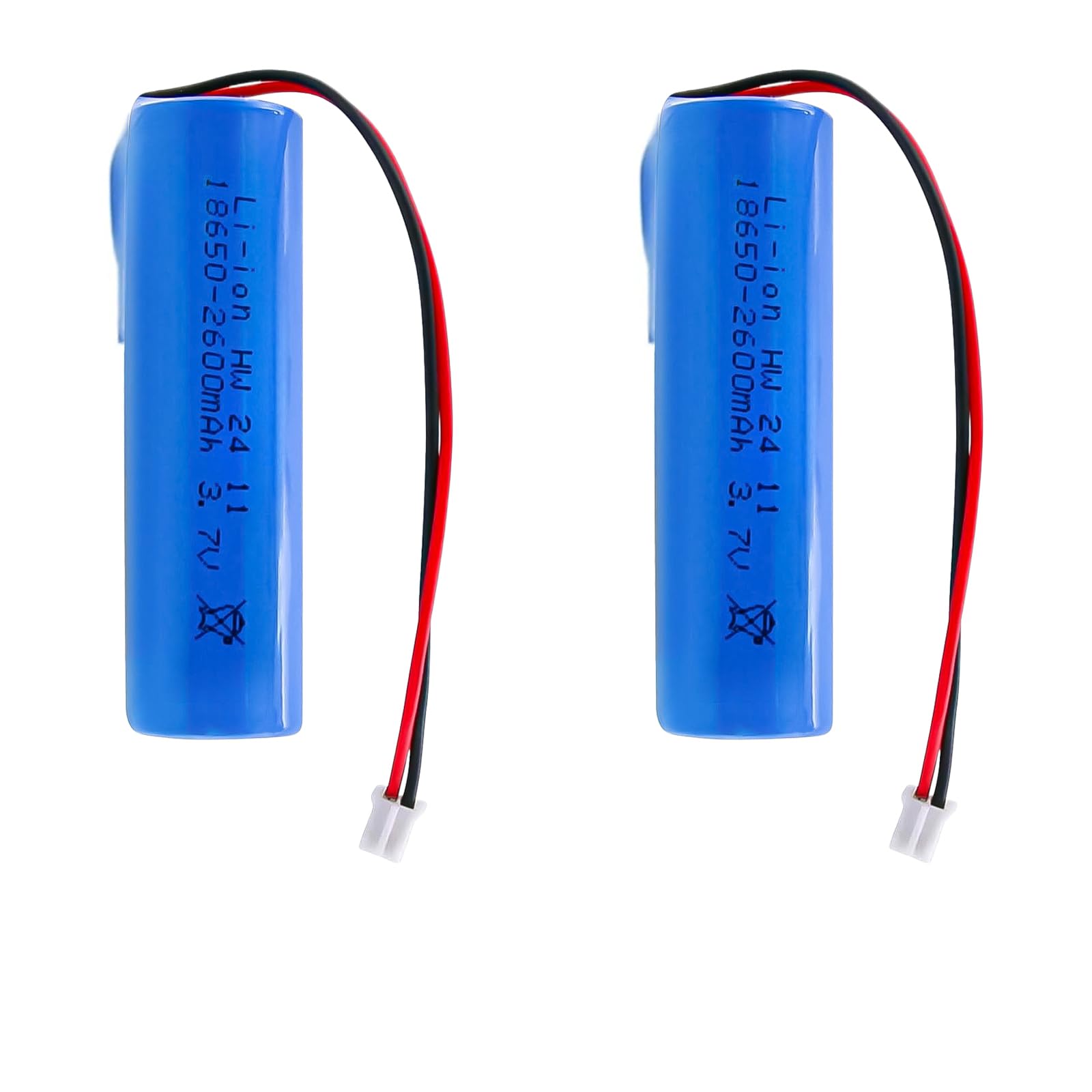 CPZZ 3.7V Battery 2600mAh High-Performance 3.7Volt Rechargeable Batteries with XH2.54/2P Connector for Flashlights, DIY Battery Pack, Electric Toys