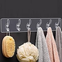 Homica 6-in-1 Self Adhesive Wall Hook, Heavy Duty Waterproof Transparent Hook for Bathroom, Kitchen, No Drilling Required