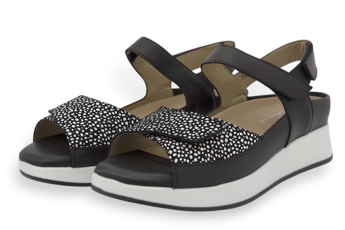 PieSanto - 260422 Sandalia Plantilla Extraíble Serpiente Arena para: Mujer