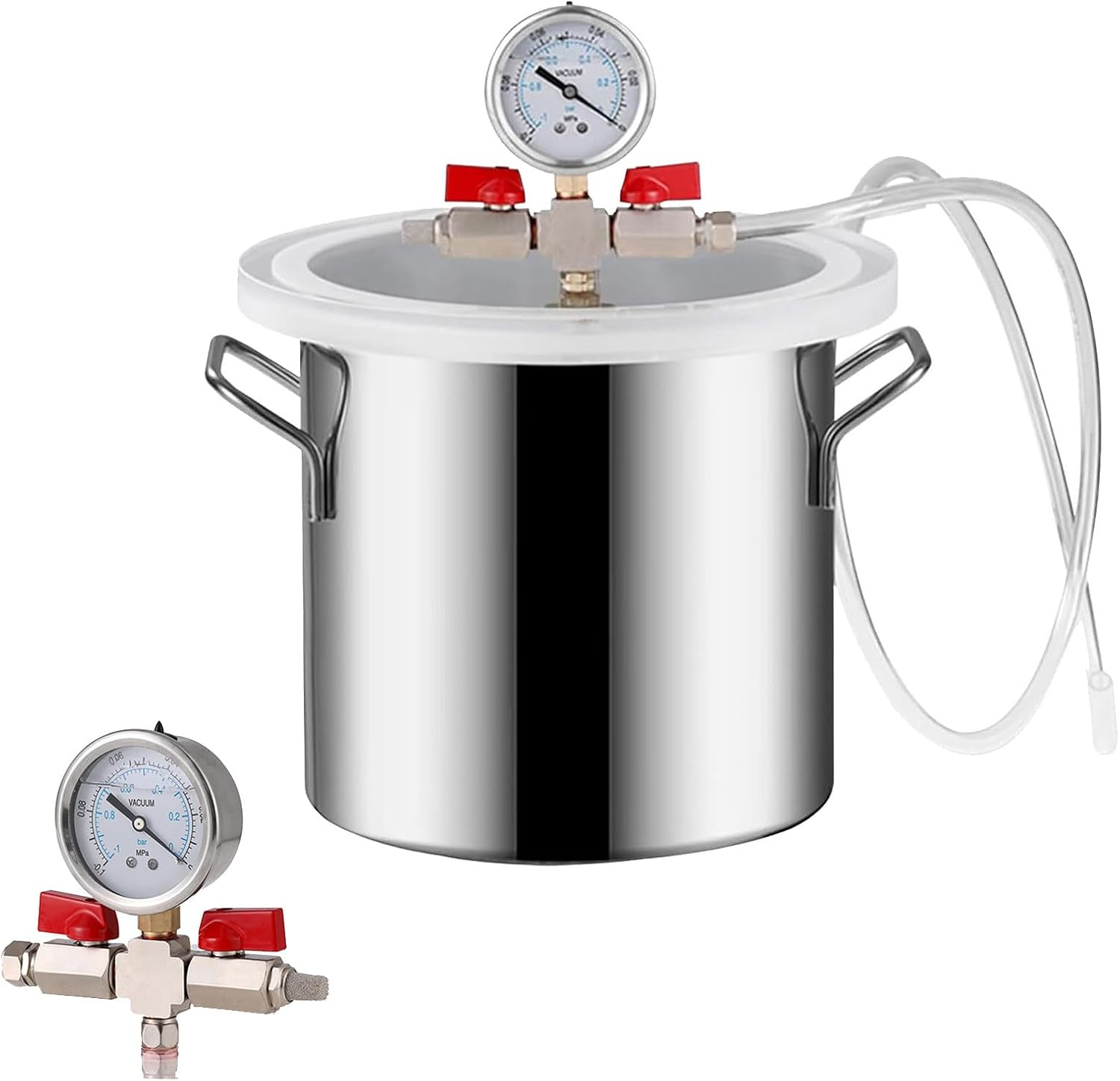 Vacuum Degassing Chamber Stainless Steel Epoxy Resin Vacuum Degassing Chamber Pressure Degassing Chamber Vacuum Barrel Vacuum Chamber Kit (6L)