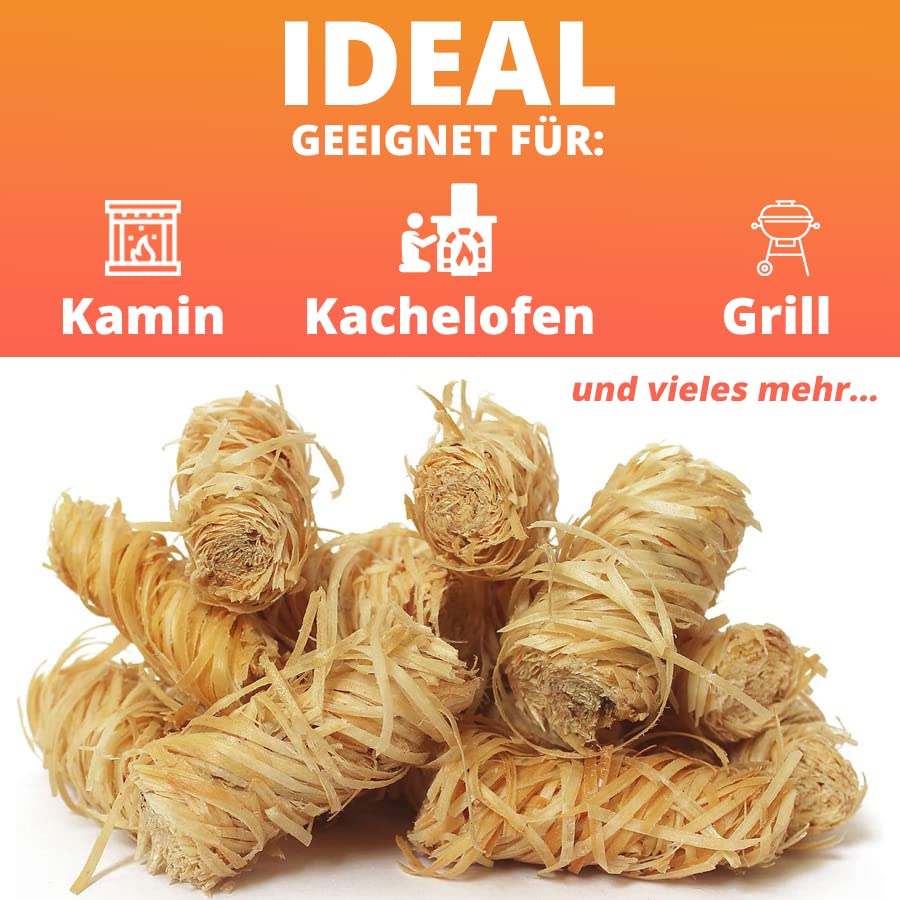 Ambideluxe Holzwolle Anzünder Kaminanzünder Ofenanzünder Grillanzünder Feueranzünder - Naturprodukt aus Wachs und… - Image 3