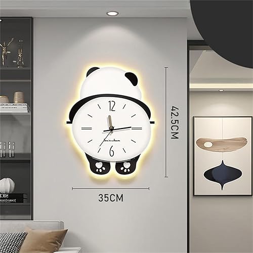 Miniatura 2 de Panda - Reloj de pared grande moderno, decorativo, silencioso, sin tictac, funciona con pilas, reloj de pared para niños con péndulo, divertido Sin