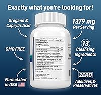 Vista 2 de Candida Complex Digestive Enzymes Suplemento de limpieza probiótica Aceite de orégano, ajenjo, cáscaras de nogal negro, olmo resbaladizo