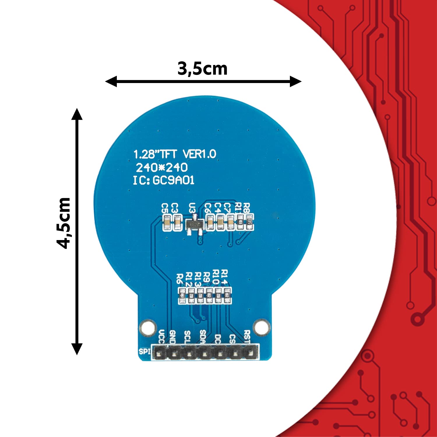AZDelivery GC9A01 1.28 Pollici Rotondo TFT Display per Arduino