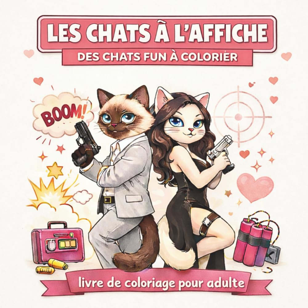 Les chats à l'affiche / livre de coloriage pour adulte: 50 pages de coloriage mettant en scène des chats drôles et adorables, stars de vos films et séries préférés.