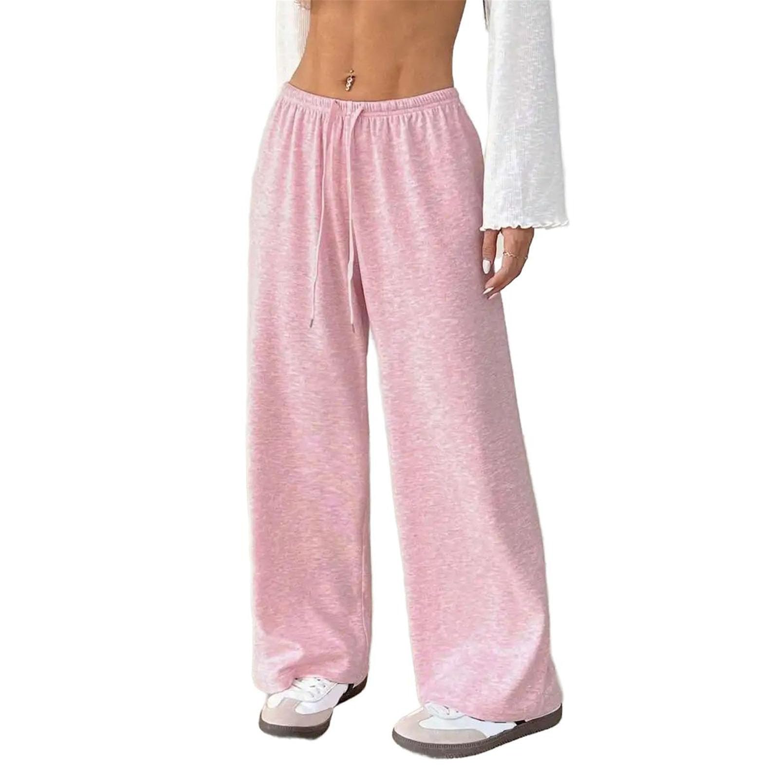 Womens Pants Autumn Winter Sports Straight Pockets Casual Drawstring Trouser for Women