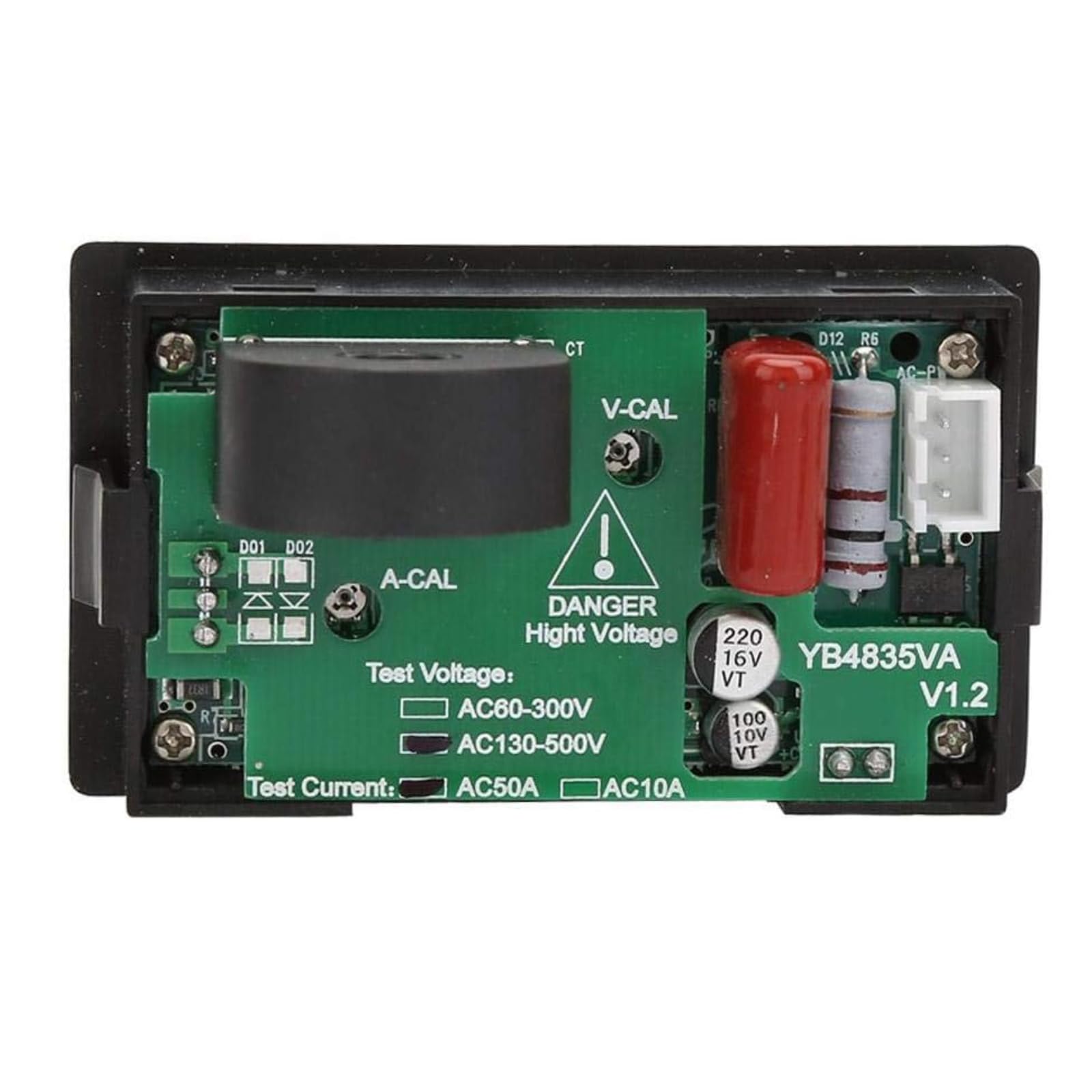 Voltmeter Amperemeter Modul, Digitales Voltmeter Amperemeter, 0-50A Strommessgerät LED Anzeige AC Ampere Meter, Digitalanzeige Spannungs Strom Messgerät mit Transformator AC130-500V