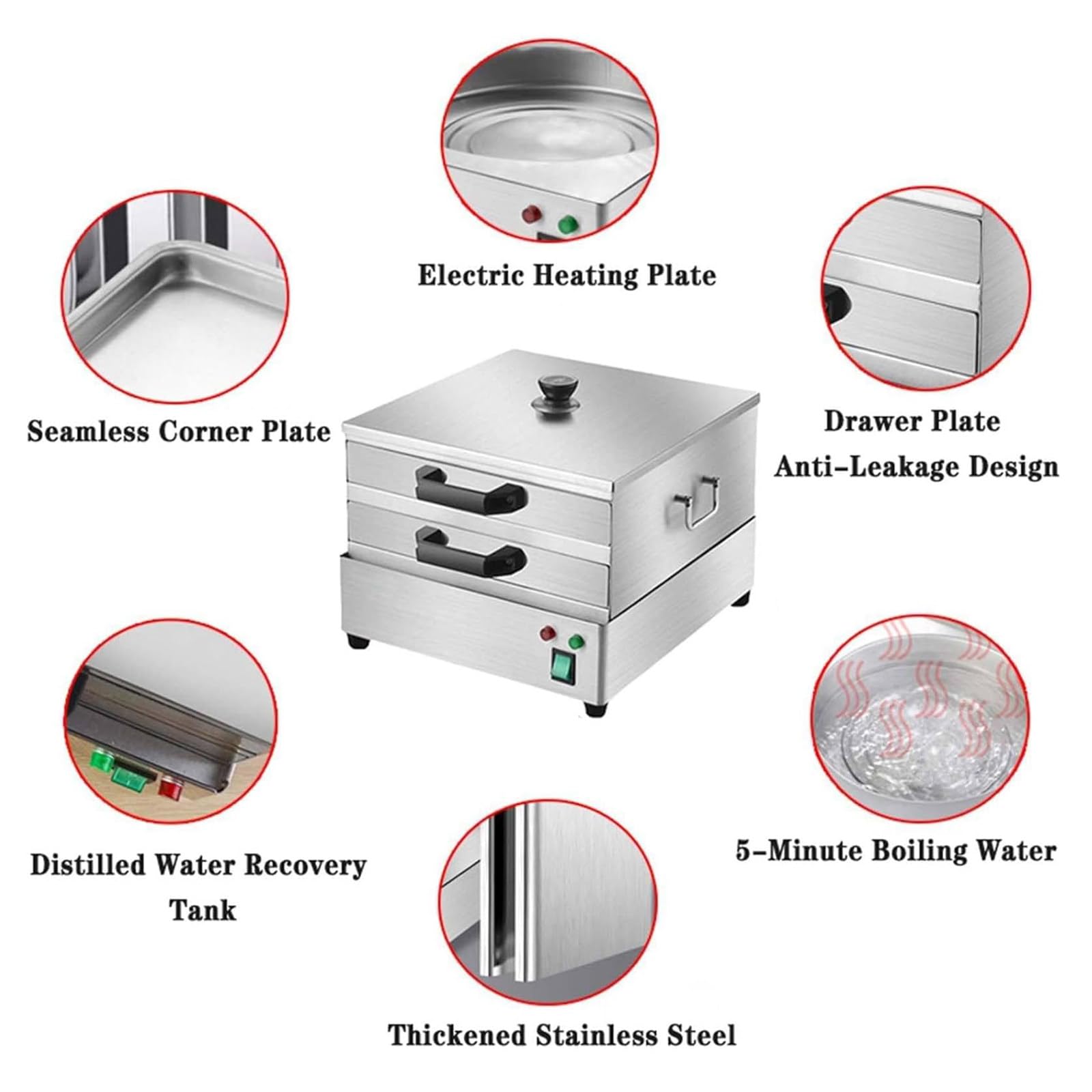 Macchina elettrica a vapore per involtini di pasta di riso, design a 2 livelli per ricette fatte in casa Chang Fen e panini, soluzione di cottura efficiente