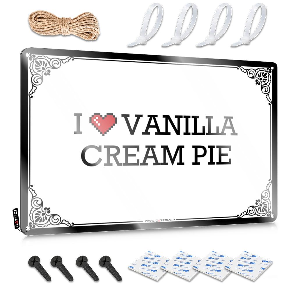 Wall Art Custom Waterproof Artwork, Grunge Retro Print For Cafe Pub Saloon | Funny Pre-drilled Custom I Love Vanilla Cream Pie(30X40CM)