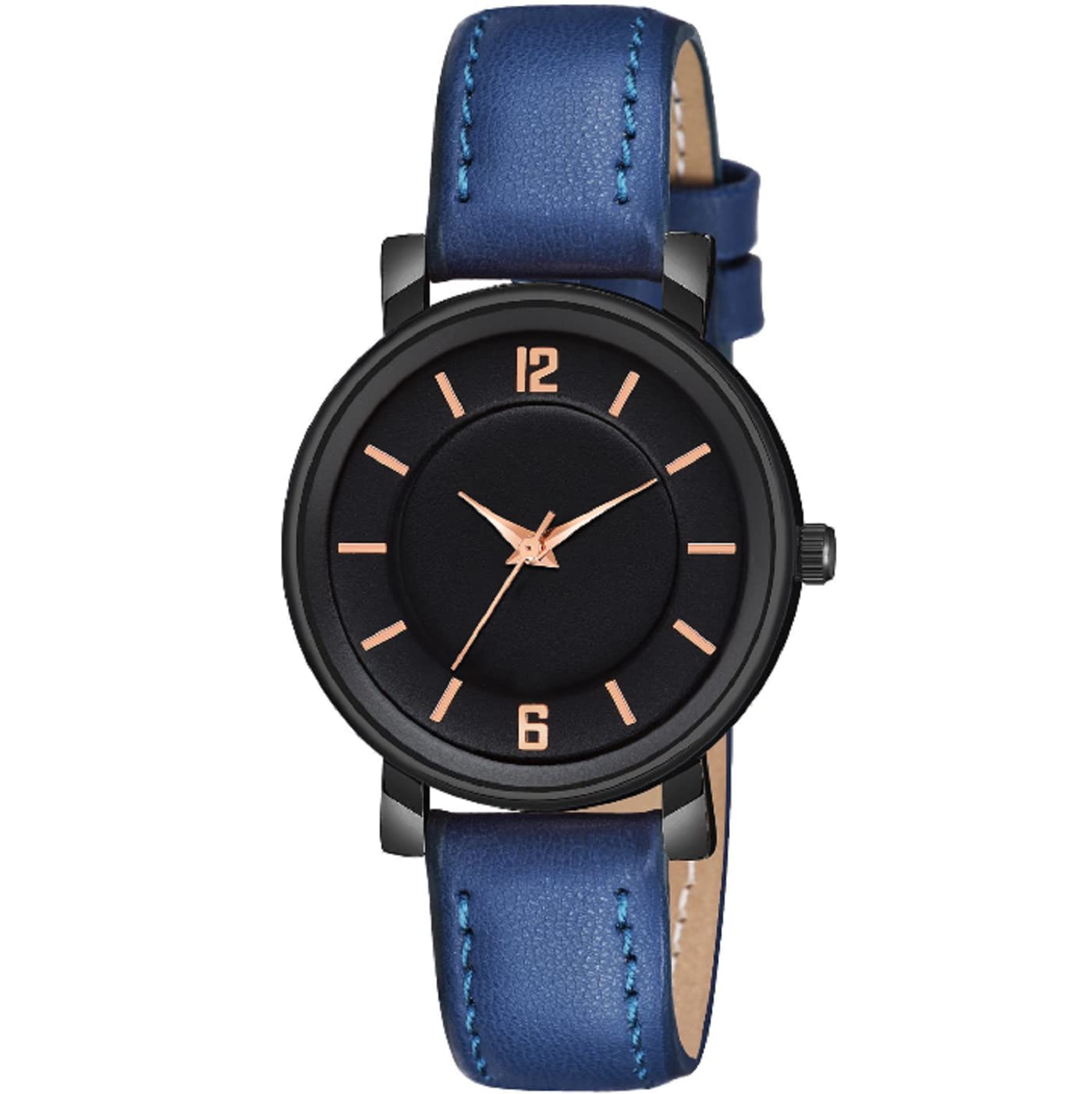 KIARVI GALLERY Analogue Round Dial Stylish Premium Leather Strap Watch for Girls and Women(Black-Green) (Blue) (B0BZ7XCMT2) Amazon Price History, Amazon Price Tracker