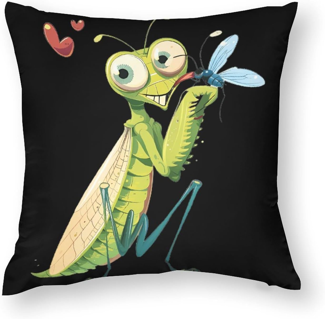 Praying Mantis Eating Mosquito Printed Throw Pillow Case 4 Pcs Soft Pillowcases Pillows Covers Sofa Bed Decor 12/14/16/17/18/20/22/24/32 Inches
