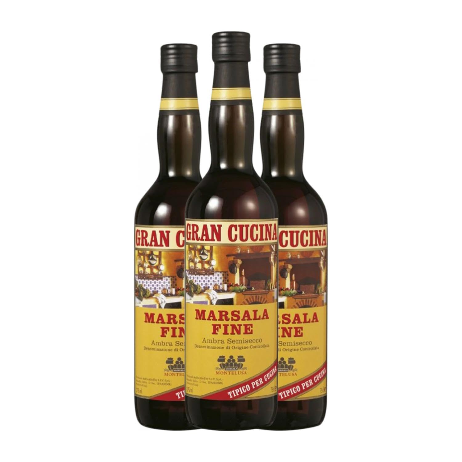 Baglio Curatolo Gran Cucina Fine Marsala 75 cl Verstärkter Wein (Karton mit 3 Flaschen von 75 cl)