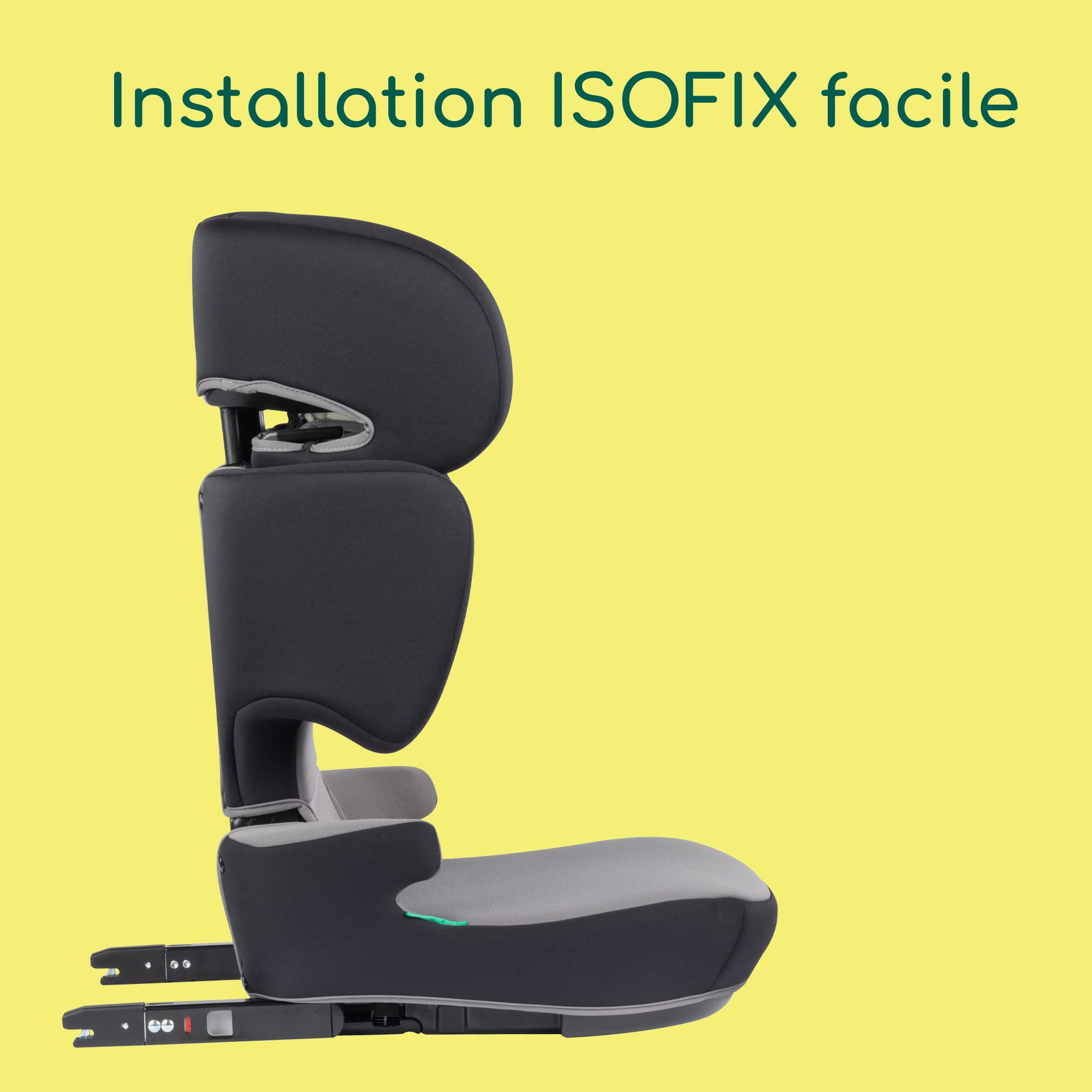 Bebeconfort RoadFix i-Size, Siège Auto Rehausseur à Dossier, 3,5-12 ans (100-150cm), Siège Auto ISOFIX, Pliable, Léger (4,4 kg), 14 Positions d'Appui-tête, Siège Rembourré, Grey Mist
