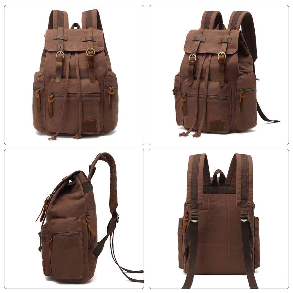 Retro Segeltuch Rucksack, Canvas Vintage Rucksack Laptop Daypack Schulrucksack Reisetasche Lederrucksack Dauerhaft Schulterpackung f¨¹r Herren Damen