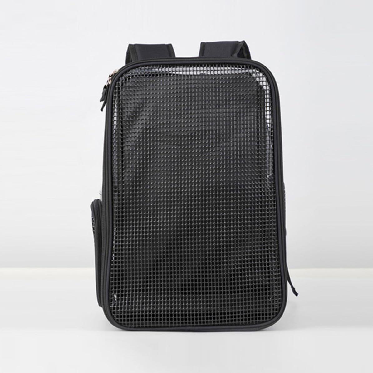 Lurrose Large-Capacity Oxford Cloth Pet Backpack with Breathable Design, Convenient to Carry Cat Carrier Bag for Outdoor Shopping and Cycling, Black Soft-Sided Pet Carrier