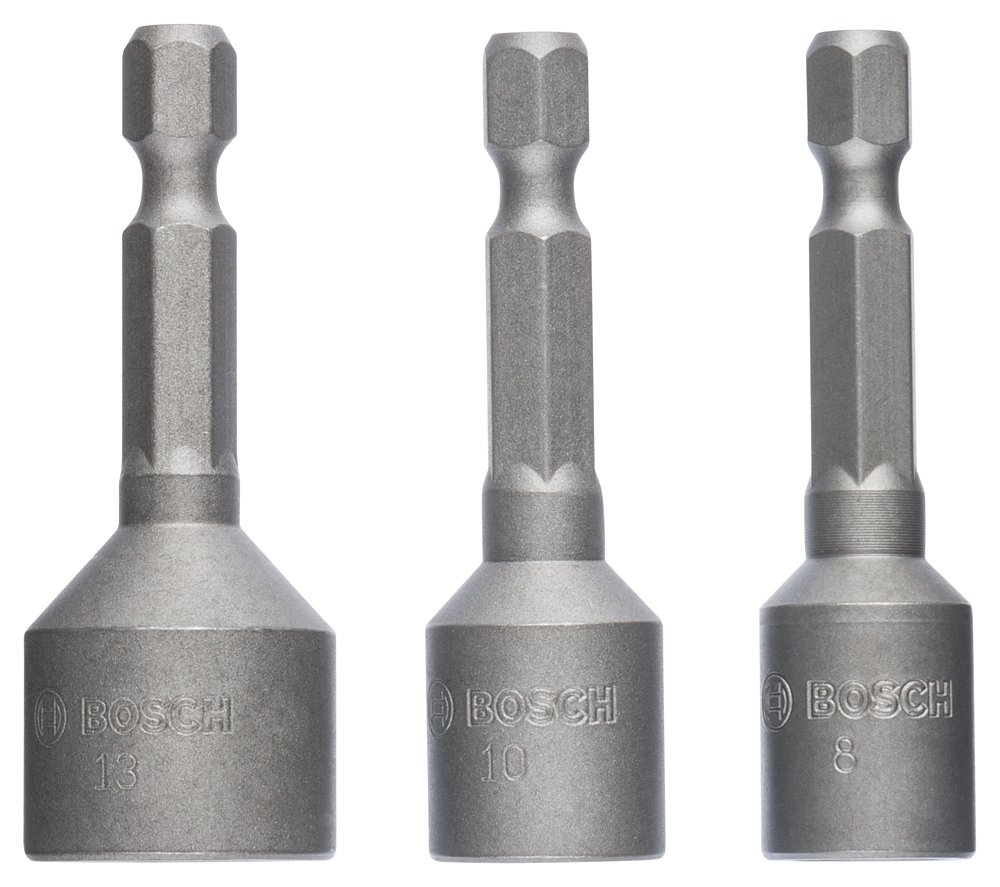 Bosch Accessories 2608551078 Nutsetter Pack, 50mm, 8mm/10mm/13mm, Grey, 3 Pcs [Energy Class A]