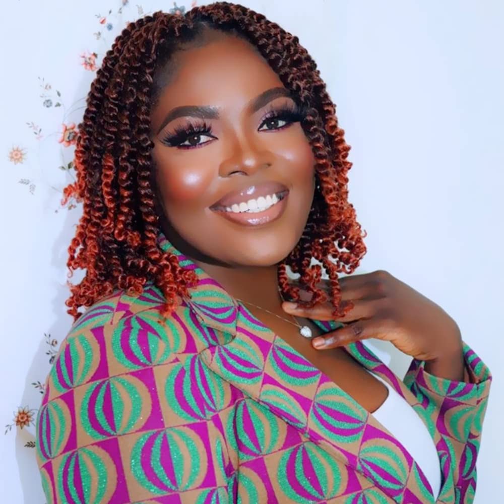 BOHOBABE Crochet Passion Twist Hair Pretwisted 12 Inch Short Pre-looped Passion Twist Crochet Braiding Hair 8 Packs (T350)