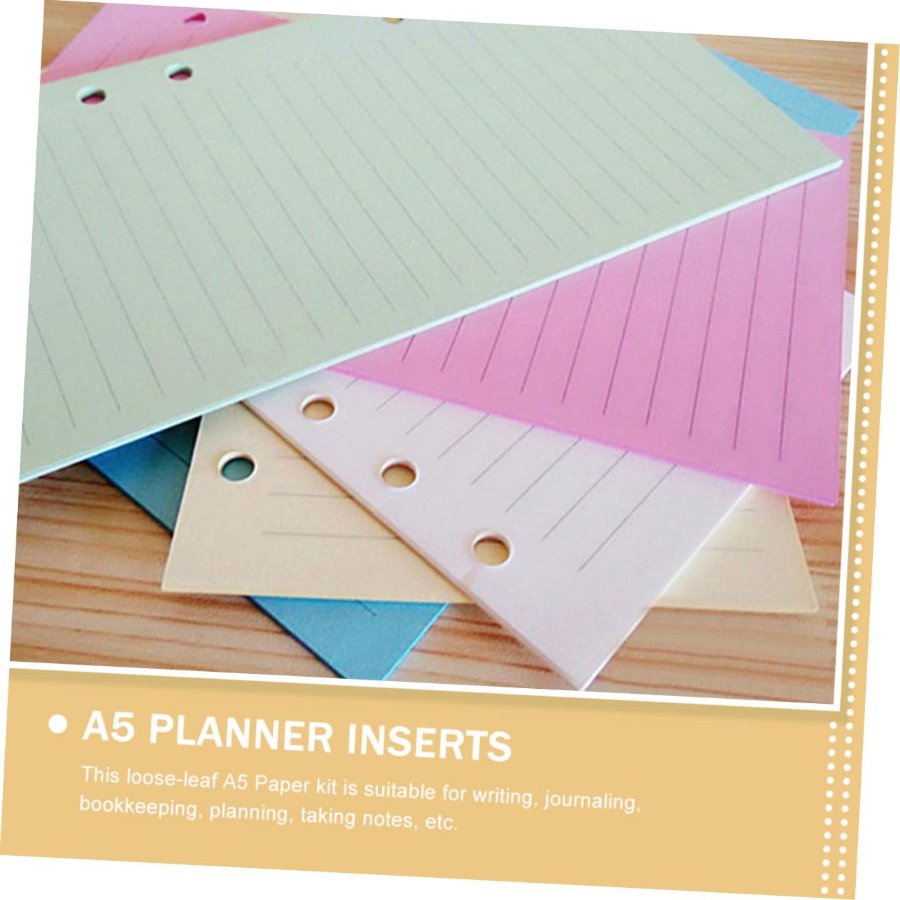 300 Piezas Recambio Papel Perforado Cuaderno de Anillas de Colores Recambios Extraíbles para Notas Planificación y Diario Kit