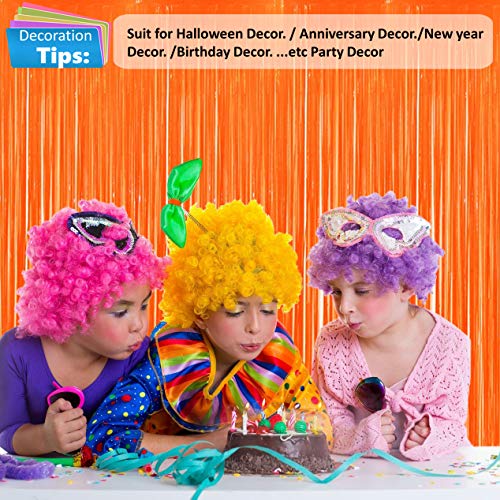 Moohome 2 Pack 3Ft X 8Ft Neon Orange Plastic Curtains Tinsel Fringe Curtains Shimmer Door Window Curtain Backdrop For Birthday Wedding Bridal Shower Halloween Photo Booth Party Decorations #TOP3
