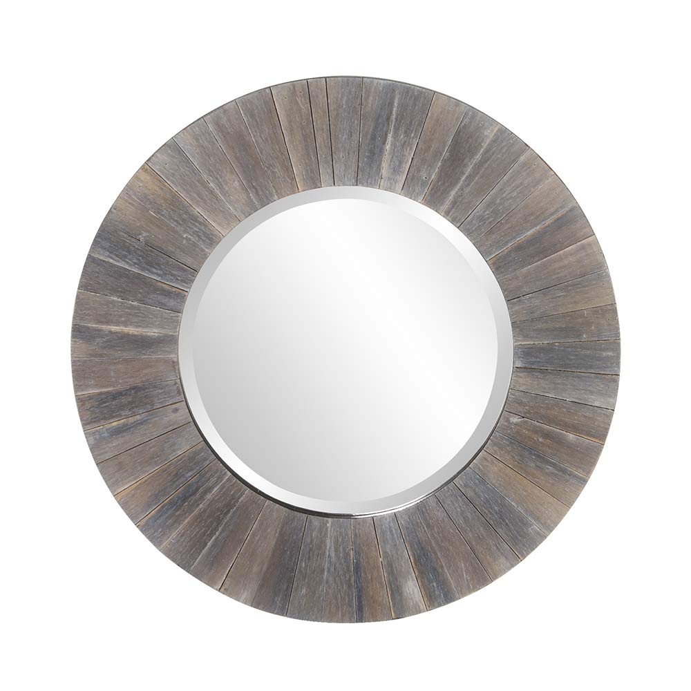 Howard Elliott Henley Round Hanging Mirror for Wall Decor, Dark Rustic Wooden Frame Wall Mounted Mirror, Modern Vanity Mirror for Living Room, Entryway, Bedroom & Bathroom, 18 x 18 Inch