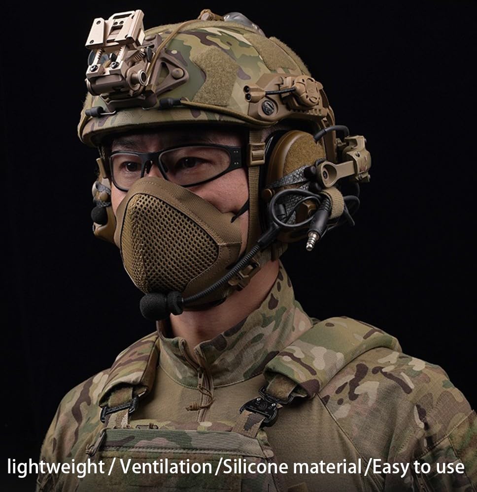 Mascherina Mesh Tattica, Mezza Maschera in Silicone Tattica Pieghevole Protettiva Maschera per Airsoft CS Protezione per Paintball BBS